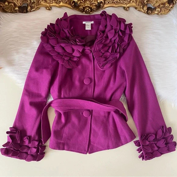 Feratelli Rosettes Fuchsia Coat - Picture 3 of 9